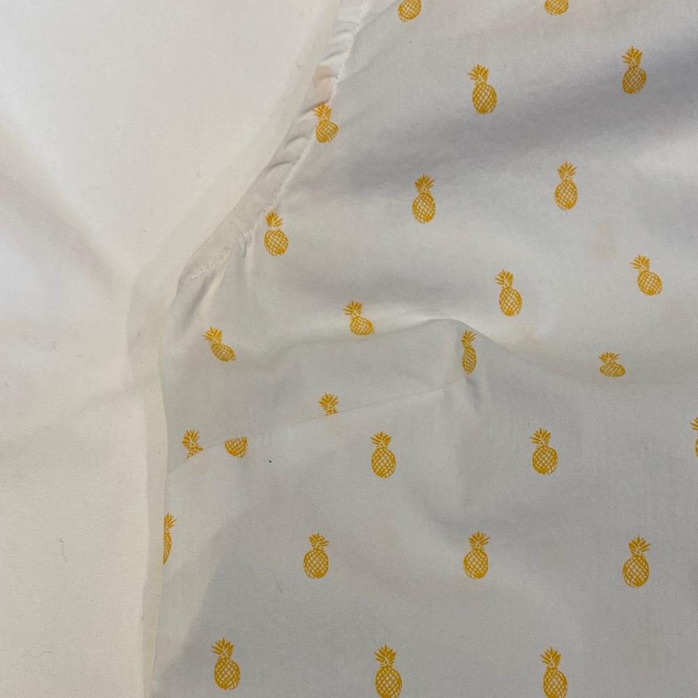 Twik White Yellow Pineapple Print Sleeveless Button Front Shirt Summer P/S - Picture 11 of 15